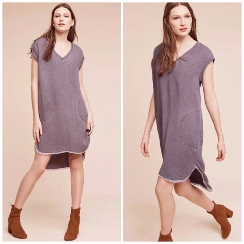 Cloth & Stone Frayed Tunic Lightweight Lagenlook Dress XS